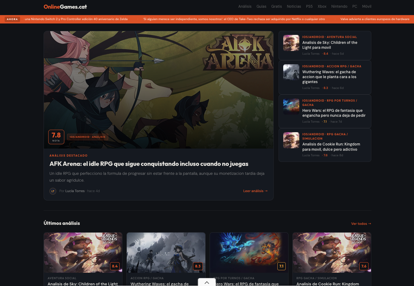 OnlineGames.cat website screenshot